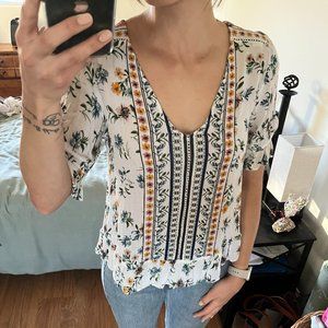 White floral blouse SMALL